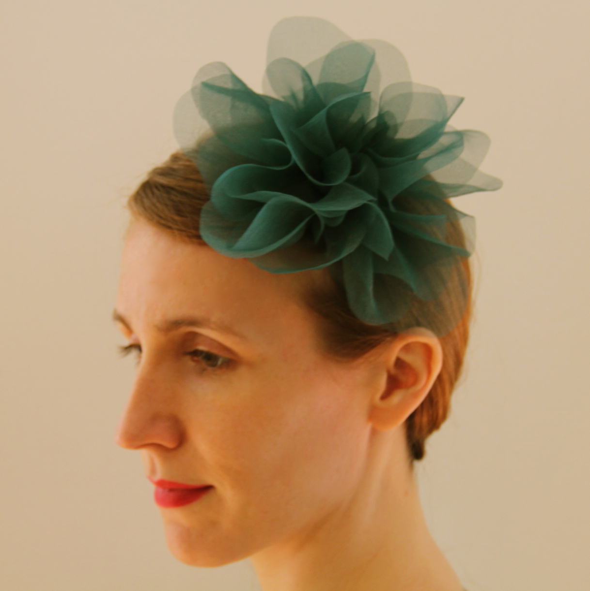 Vintage Silk Organza Flower - Emerald