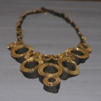 Black and Gold Vintage Zipper Circle Necklace
