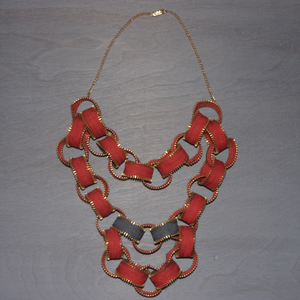 Pumpkin with Plum Zipper Link Necklace