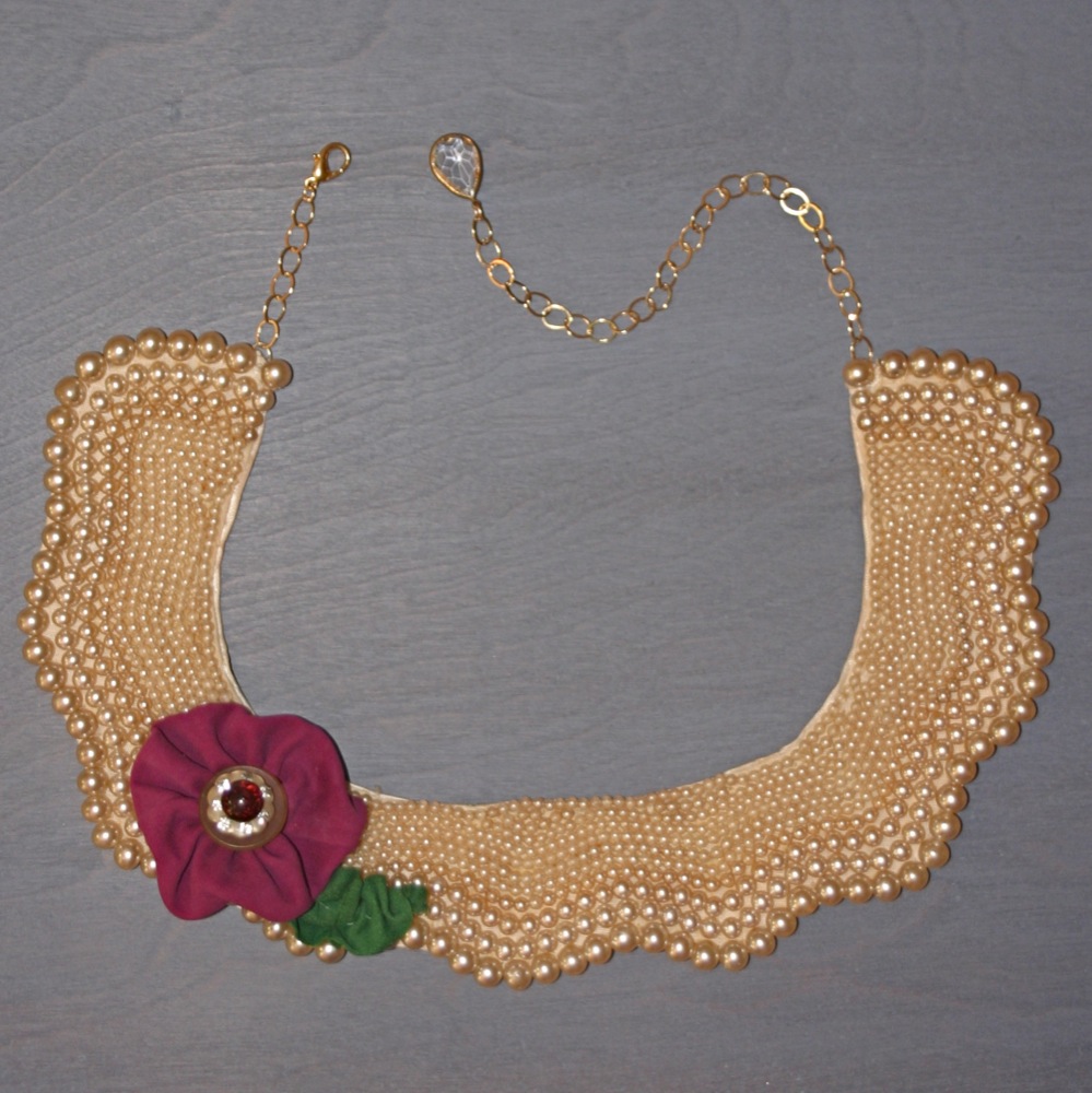 Pearl and Poppy Beaded Collar Necklace