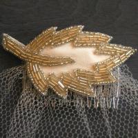 Ivory and Silver Beaded Fascinator Birdcage Veil