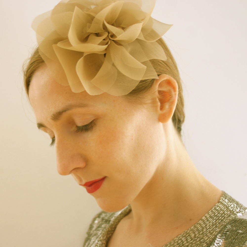Vintage Silk Organza Flower - Gold